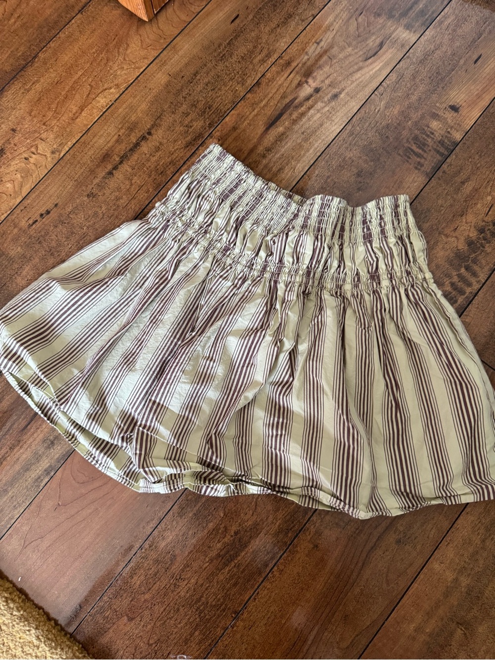 Zara Striped Smocked Mini Skirt